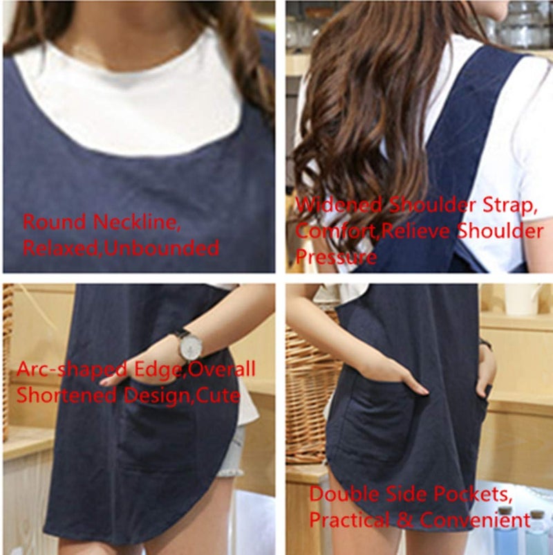 KKTOCHVC Shortened Japanese Style Soft Cotton Linen Apron with Two Side Pockets, X Cross Halter Apron, Kitchen Cooking Clothes Present for Women - DIY Project, Crafting, Cooking, Baking (Orange Red) - Image 5